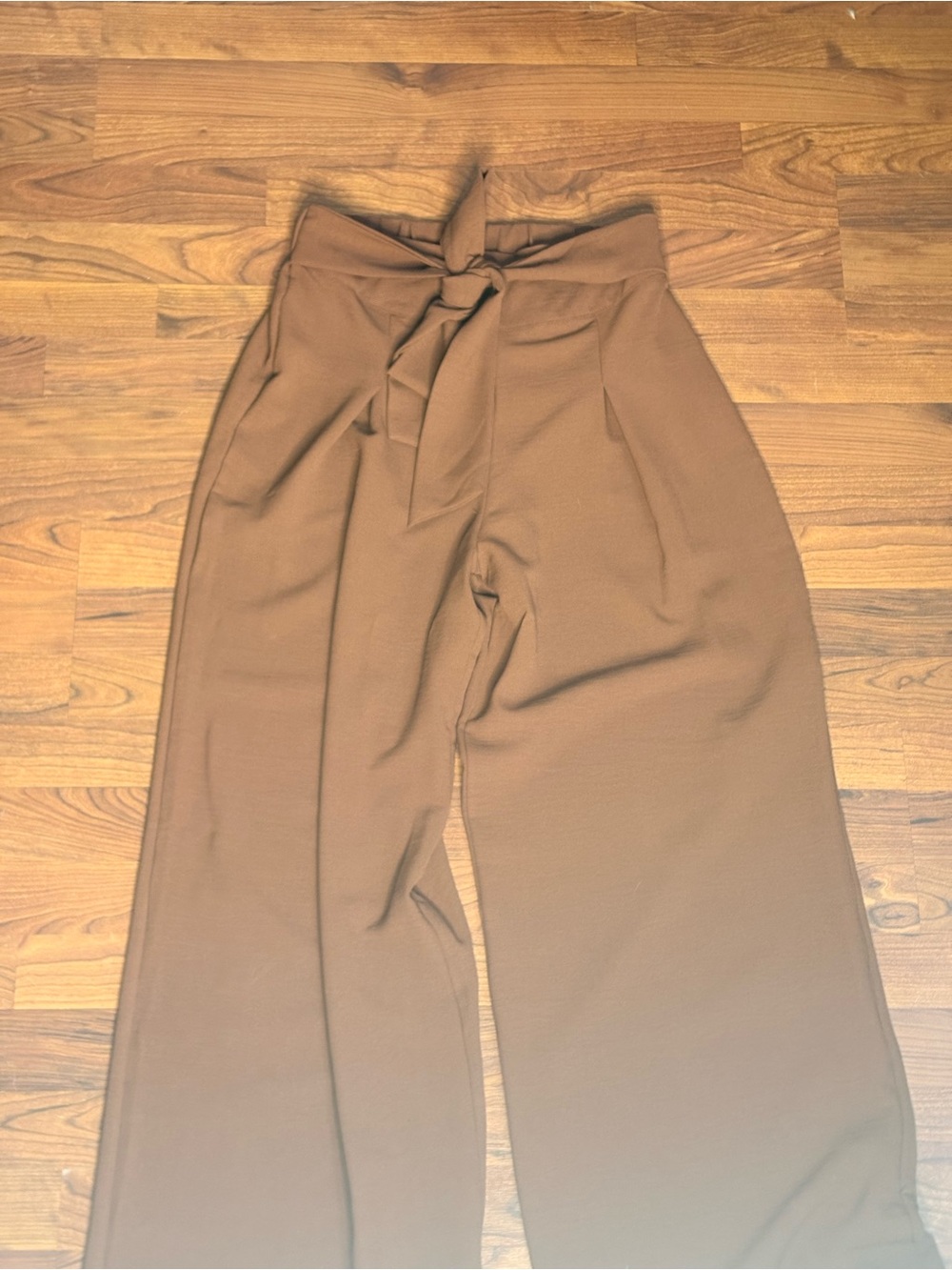 Haute Monde Brown Wide Leg Tie-Waist Pants